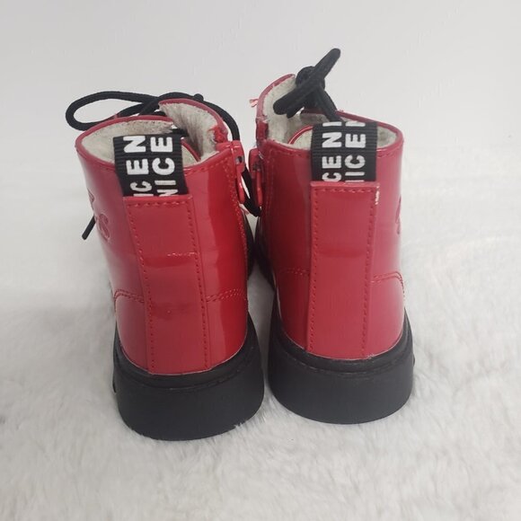 Ovekos Red PU Leath Patent Lace Up Combat Boot NO Size See Measurments - Picture 4 of 14